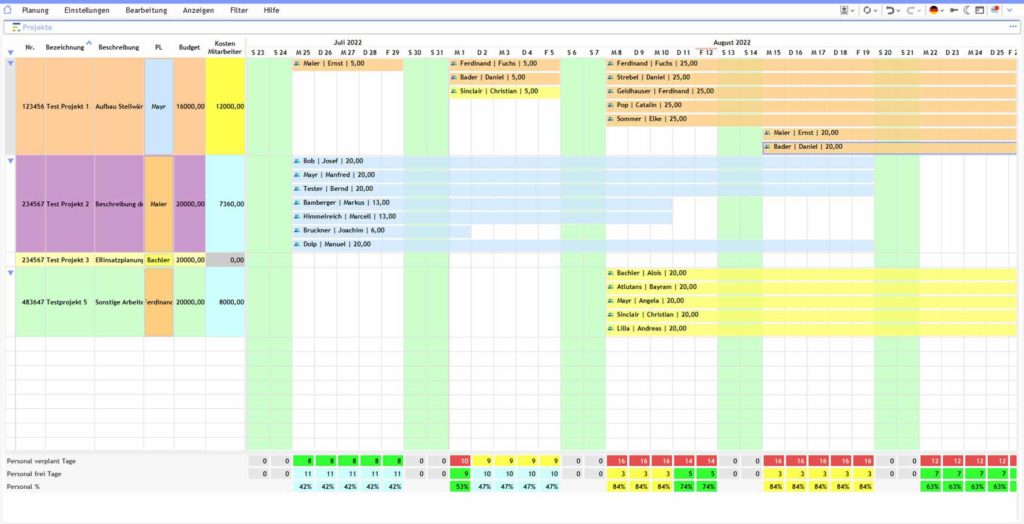 Personalplanung Screenshot