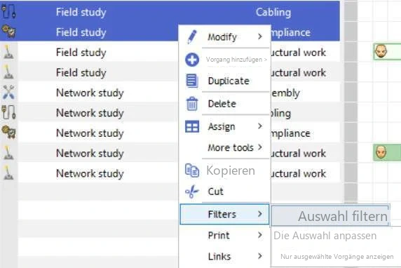Visual Planning 10 - In der Ansicht „Vorgänge“, der Gantt-Vorgangsansicht und der Kanban-Vorgangsansicht - Abbildung 2