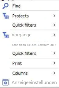 Visual Planning 10 - POP-UP-MENÜ: GANTT-Vorgänge-Ansicht