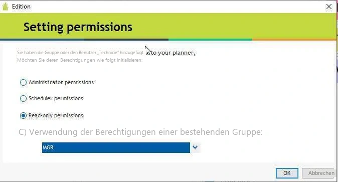 Visual Planning 10 - Zuweisung einer Gruppe an einen Planer - Abbildung 2