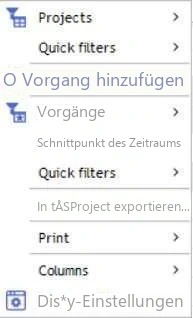 Visual Planning 10 - POP-UP-MENÜ: GANTT-Vorgänge-Ansicht