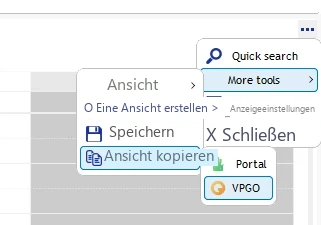 Visual Planning 10 - Gehen Sie zu „Einstellungen“ > „Konfigurationsbereich“ > Klicken Sie auf „VPGO“.