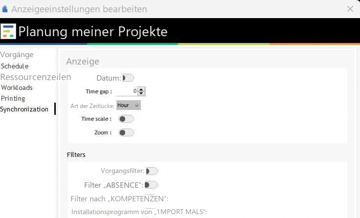 Visual Planning 10 - Planungsansicht: Anzeigeeinstellungen – Fortsetzung 3 - Abbildung 2