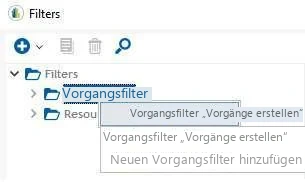 Visual Planning 10 - Vorgangsfilter