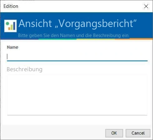 Visual Planning 10 - Ansicht „Vorgangsbericht“: Konfiguration