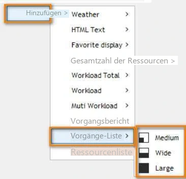 Visual Planning 10 - DASHBOARD: KONFIGURATION – Fortsetzung 1 - Abbildung 1