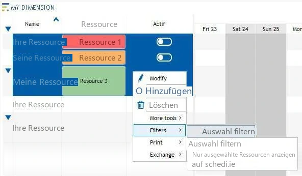Visual Planning 10 - Auswahlfilter