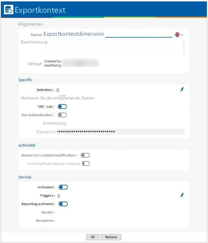 Visual Planning 10 - Ressourcen-Export: Konfiguration
