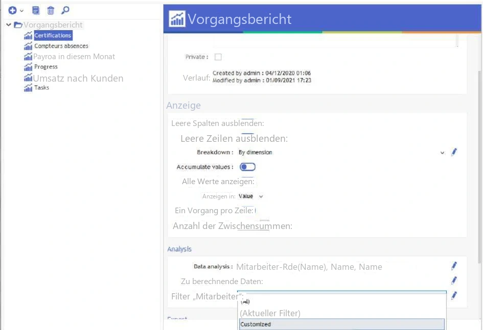 Visual Planning 10 - Individuell anpassbarer Filter