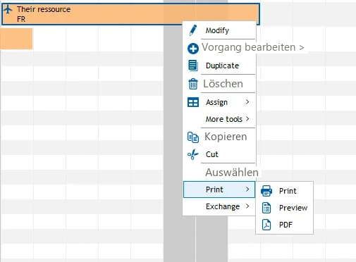 Visual Planning 10 - Vorgang drucken: Konfiguration