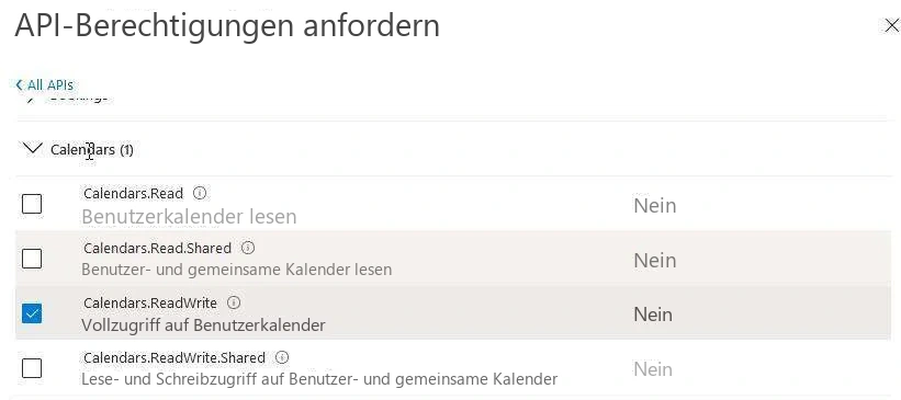 Visual Planning 10 - Wählen Sie im Feld „Kalender-API“ die Option „MS365“ aus. - Abbildung 1