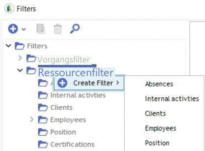 Visual Planning 10 - Ressourcenfilter: Konfiguration - Abbildung 1