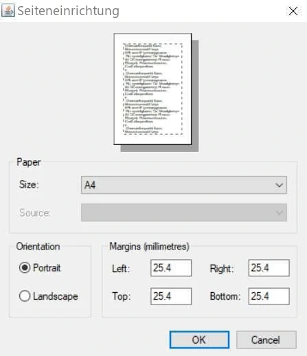 Visual Planning 10 - Drucken einer Ansicht: Konfiguration