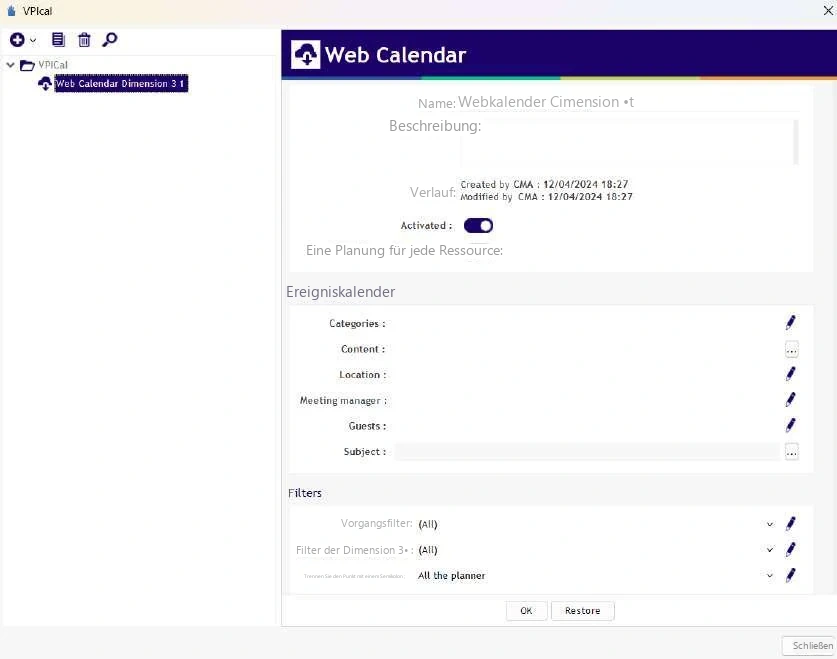 Visual Planning 10 - VPICAL: Konfiguration - Abbildung 2