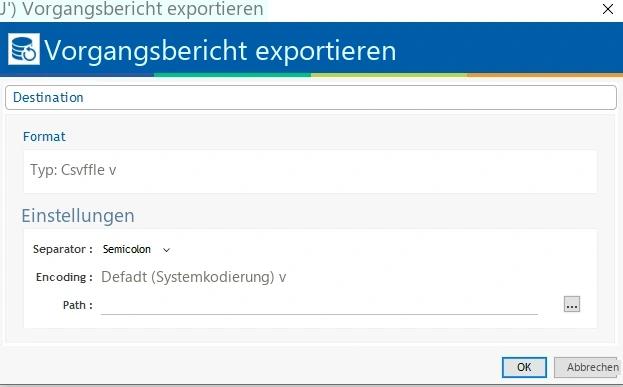 Visual Planning 10 - Bericht über Vorgänge exportieren