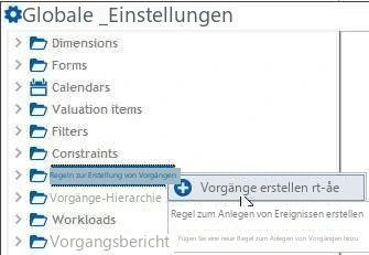 Visual Planning 10 - Erstellungsregel: Konfiguration
