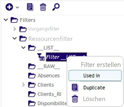 Visual Planning 10 - Ressourcenfilter: Verwendung