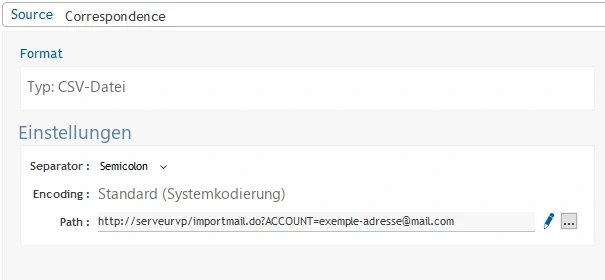 Visual Planning 10 - Festlegen der Import-URL