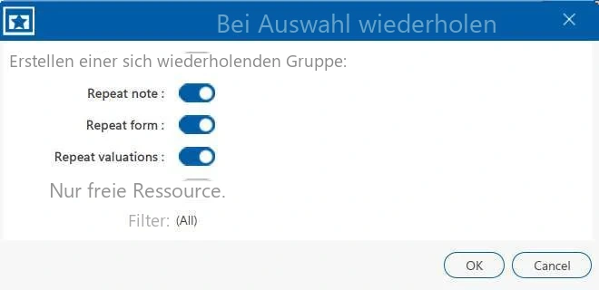 Visual Planning 10 - Klicken Sie dazu mit der rechten Maustaste auf die Auswahl der Vorgänge > Weitere Werkzeuge > Wiederholen > Bei Auswahl.