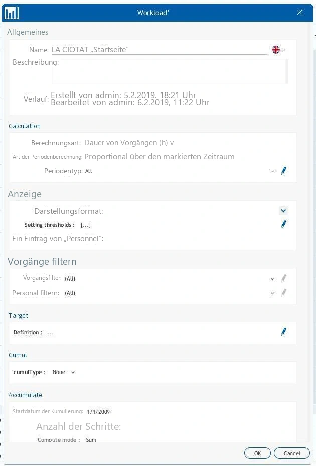 Visual Planning 10 - Auslastung: Konfiguration