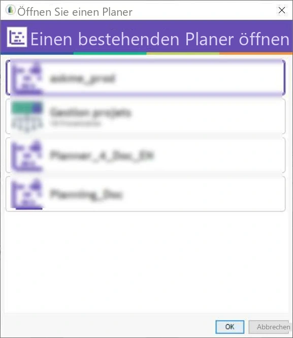 Visual Planning 10 - Eine bestehende Planung öffnen