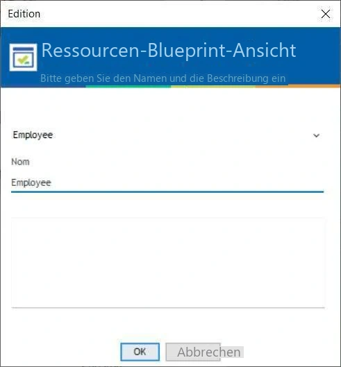 Visual Planning 10 - Ansicht „Resource BluePrint“: Konfiguration