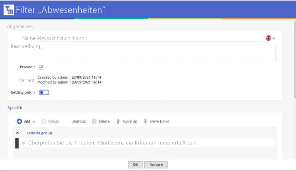 Visual Planning 10 - Ressourcenfilter: Konfiguration - Abbildung 2